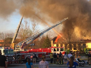 Crews battle blaze at vacant Macaroni Grill